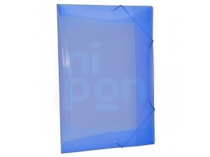 Pasta Aba Elástico Oficio Transparente Azul